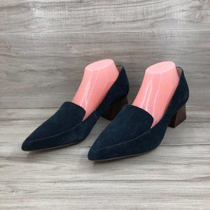Sole Society Blue Suede Heeled Loafers Women's Size 10M